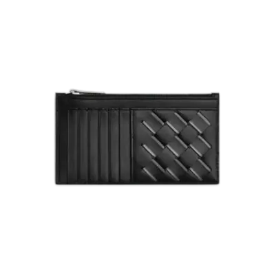 Bottega Veneta Intrecciato Long Fastener Card Case "Black/Light Graphite"