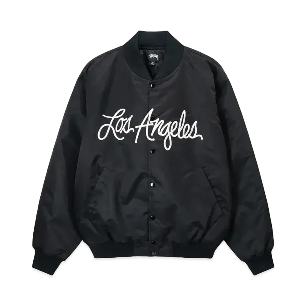 Stussy La Chapter Satin Varsity Jacket "Black"