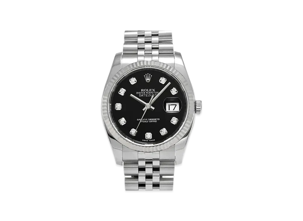 ROLEX Datejust 10P Diamonds "Black/Stainless Steel/White Gold"
