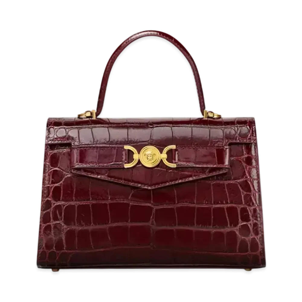 Versace Croc-Effect Medusa '95 Handbag "Burgundy"