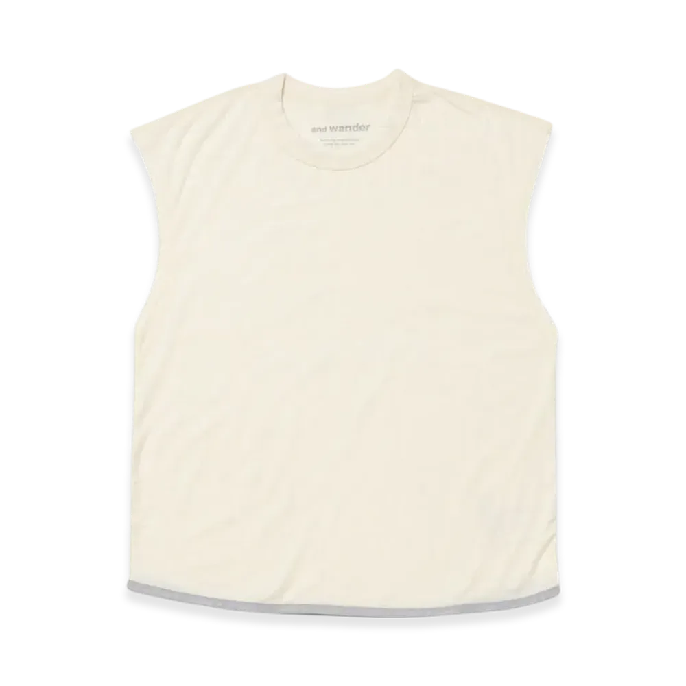 and wander Merino Base Tank Top "Off White"