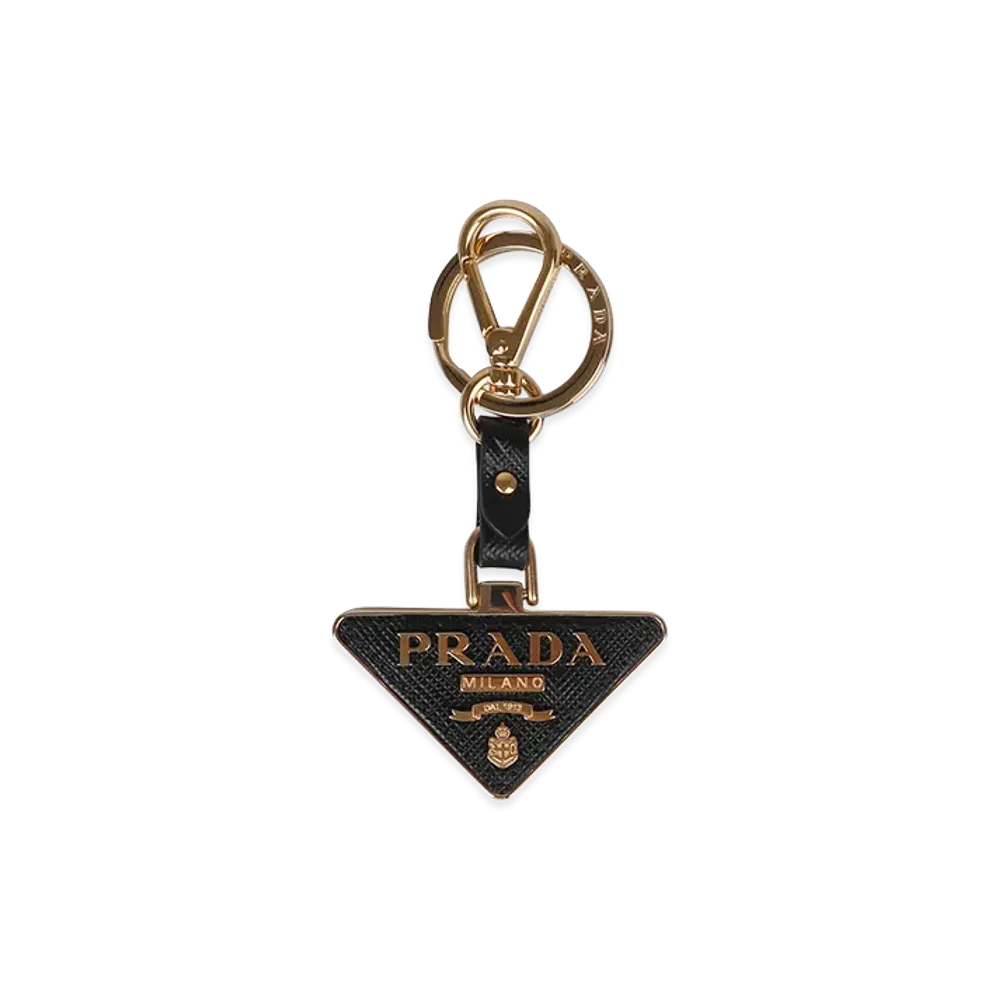PRADA Wonen's Triangular Keychain With Logo "Black"