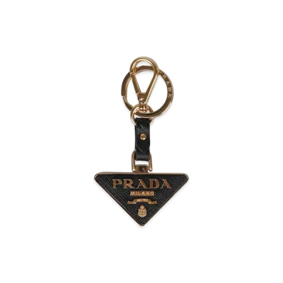 PRADA Wonen's Triangular Keychain With Logo "Black"
