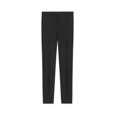 CELINE Men's Mods Pants in Triple Striped Flannel "Anthracite/Craie"