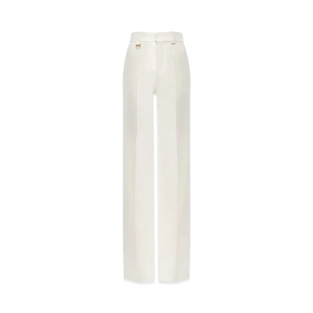 Chloe Tailored Pants In Brushed Cotton "Coconut Milk"