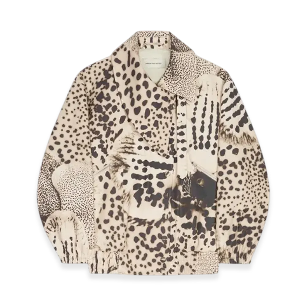 DRIES VAN NOTEN Women's Printed Cotton Bomber "Black"