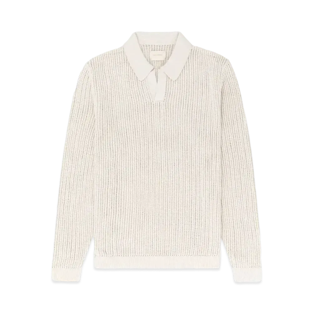 Aime Leon Dore Long-Sleeve Mesh Knit Polo "Cream"