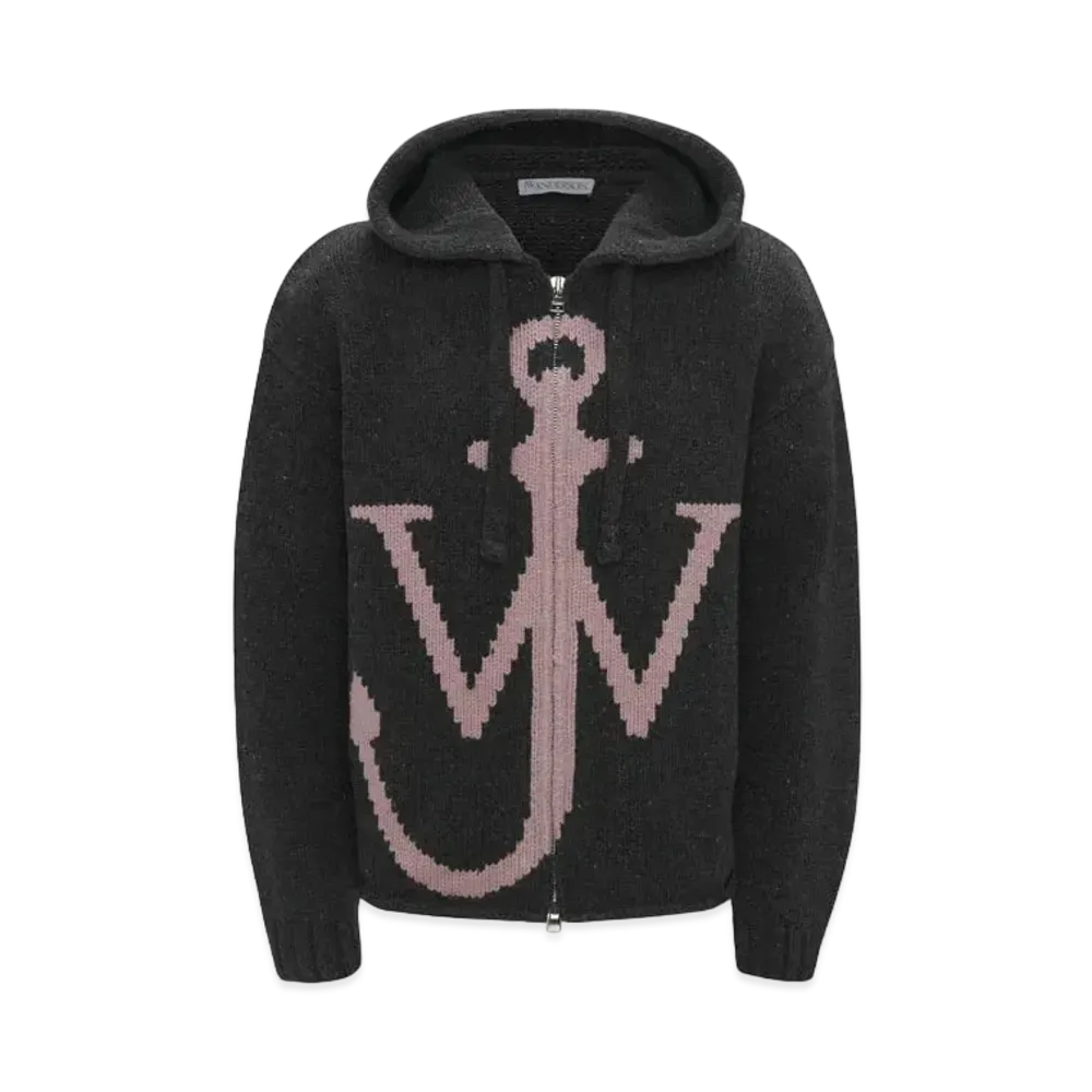 JW ANDERSON Zip Front Anchor Hoodie "Charcoal"