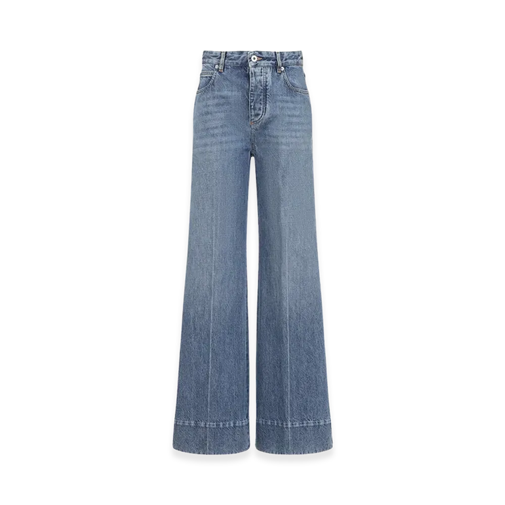 Bottega Veneta Women's Medium Blue Palazzo Denim Jeans "Mid Blue"