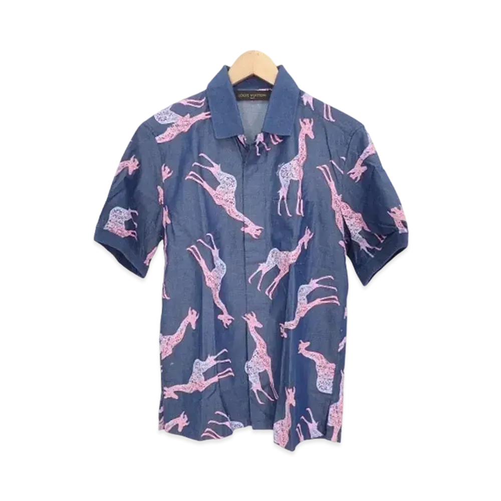 Louis Vuitton x Chapman Brothers Giraffe Silk Long Shirt "Blue/Pink"