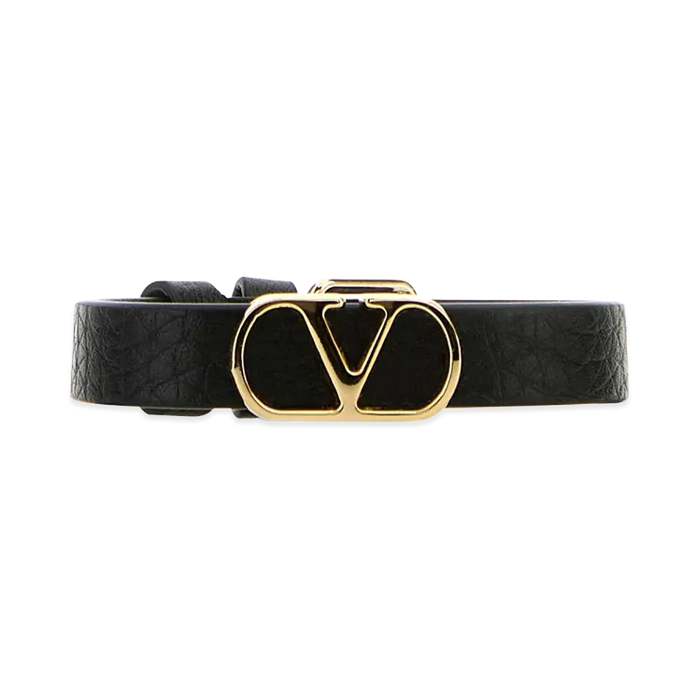 Valentino Leather Vlogo Bracelet "Black"