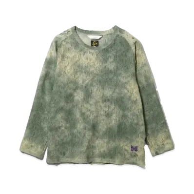 Needles x Sasquatchfabrix. L/S U Neck Tee Uneven Dye "Green"