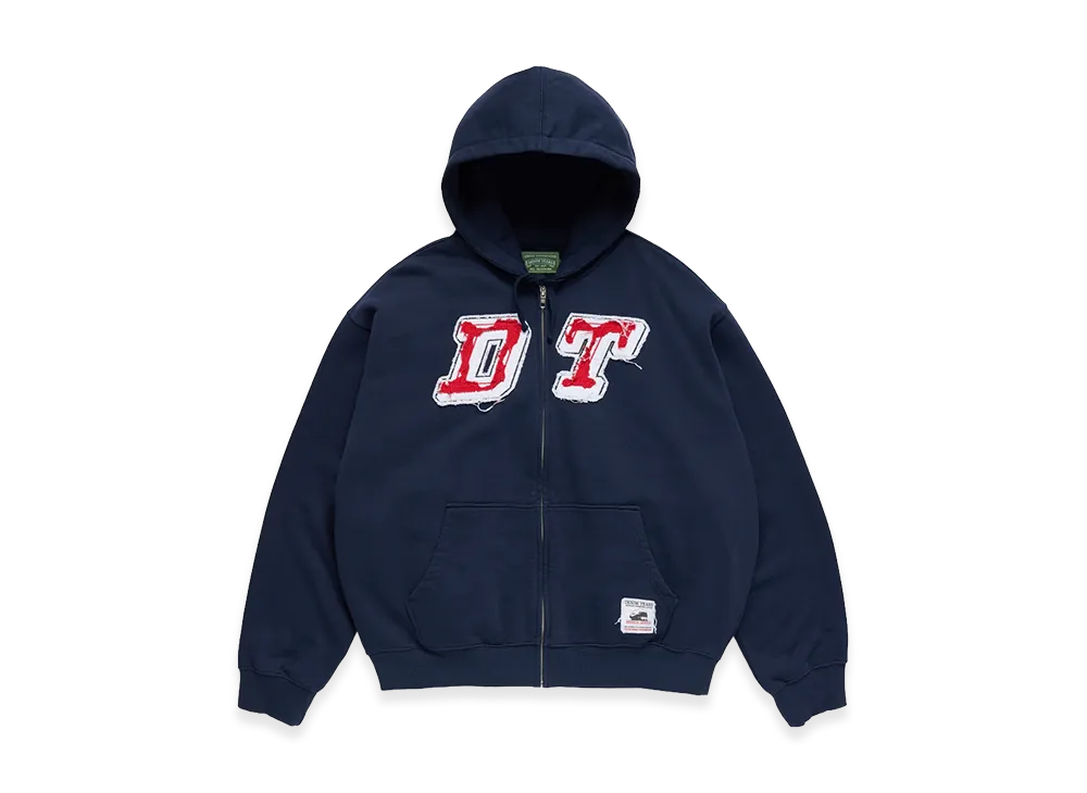 DENIM TEARS Distressed Tackle Twill Zip Up Hoodie "Navy"