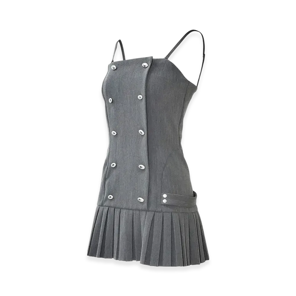 THEREDTHREAD S Oval Pleats Dress "Gray"