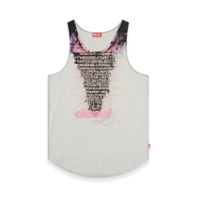 Diesel T-Shan Tank Top With Lyrics Print "Gray"