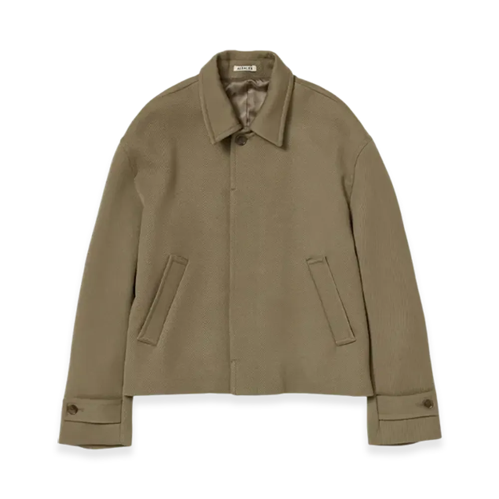 AURALEE Double Cloth Hard Twist Carsey Blouson "Khaki"