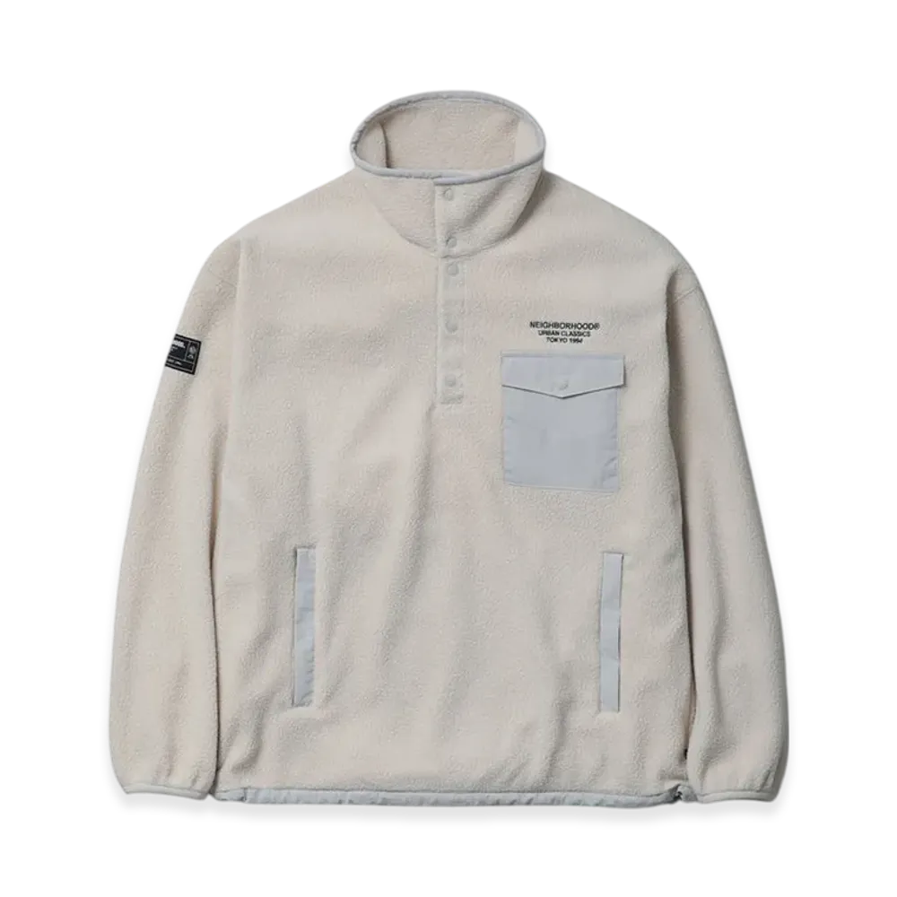 NEIGHBORHOOD Fleece Stand Collar LS "Off White"