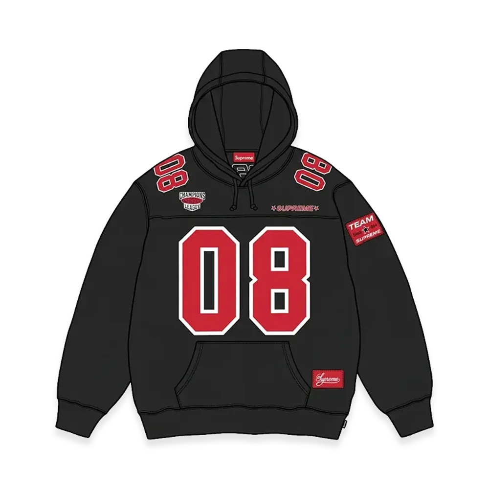 Supreme Football Jersey Hooded Sweatshirt "Black"