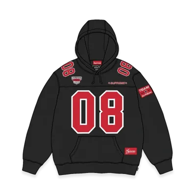 Supreme Football Jersey Hooded Sweatshirt "Black"
