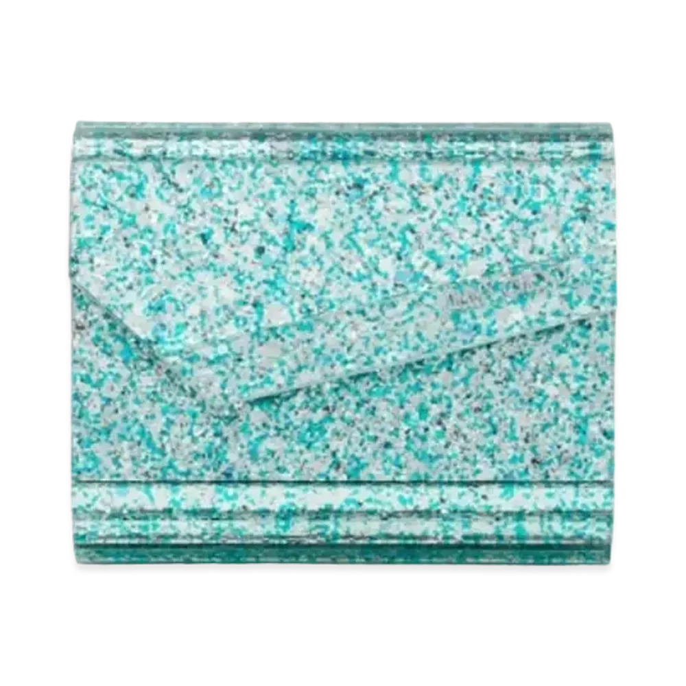 Jimmy Choo Micro Candy Halo Coarse Glitter Acrylic Mini Clutch Bag "Miami Mint"
