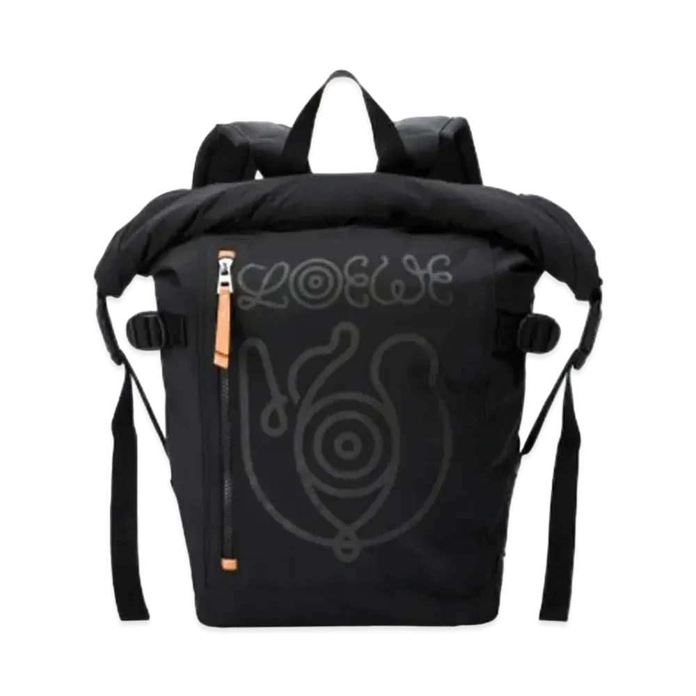 LOEWE Roll Top Backpack In Recycled Nylon "Black"