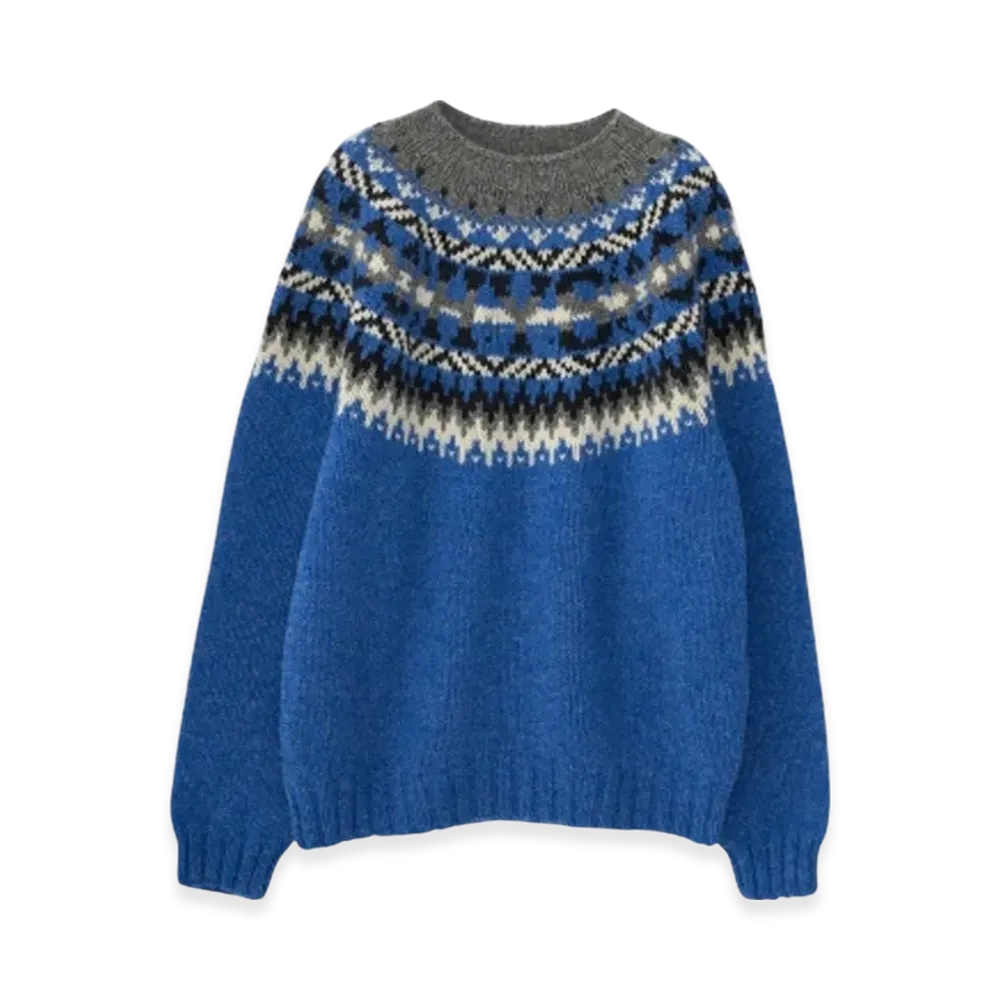 HYSTERIC GLAMOUR x Harley of Scotland HYS Logo Jacquard Nordic Sweater "Top Gray"