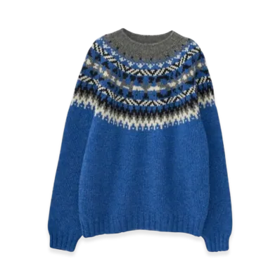 HYSTERIC GLAMOUR x Harley of Scotland HYS Logo Jacquard Nordic Sweater "Top Gray"