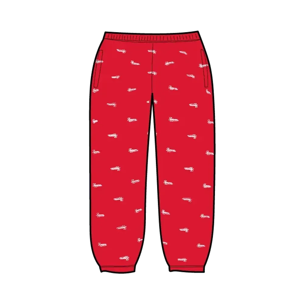 Supreme Repeat Script Sweatpant "Red"