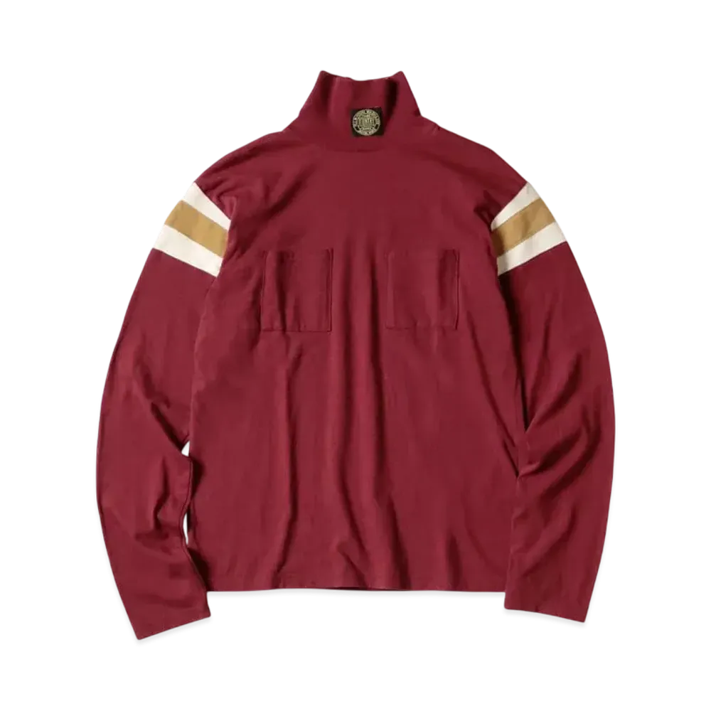 KAPITAL 20/- Hard Ball High Neck Poke Long Tee "Wine"