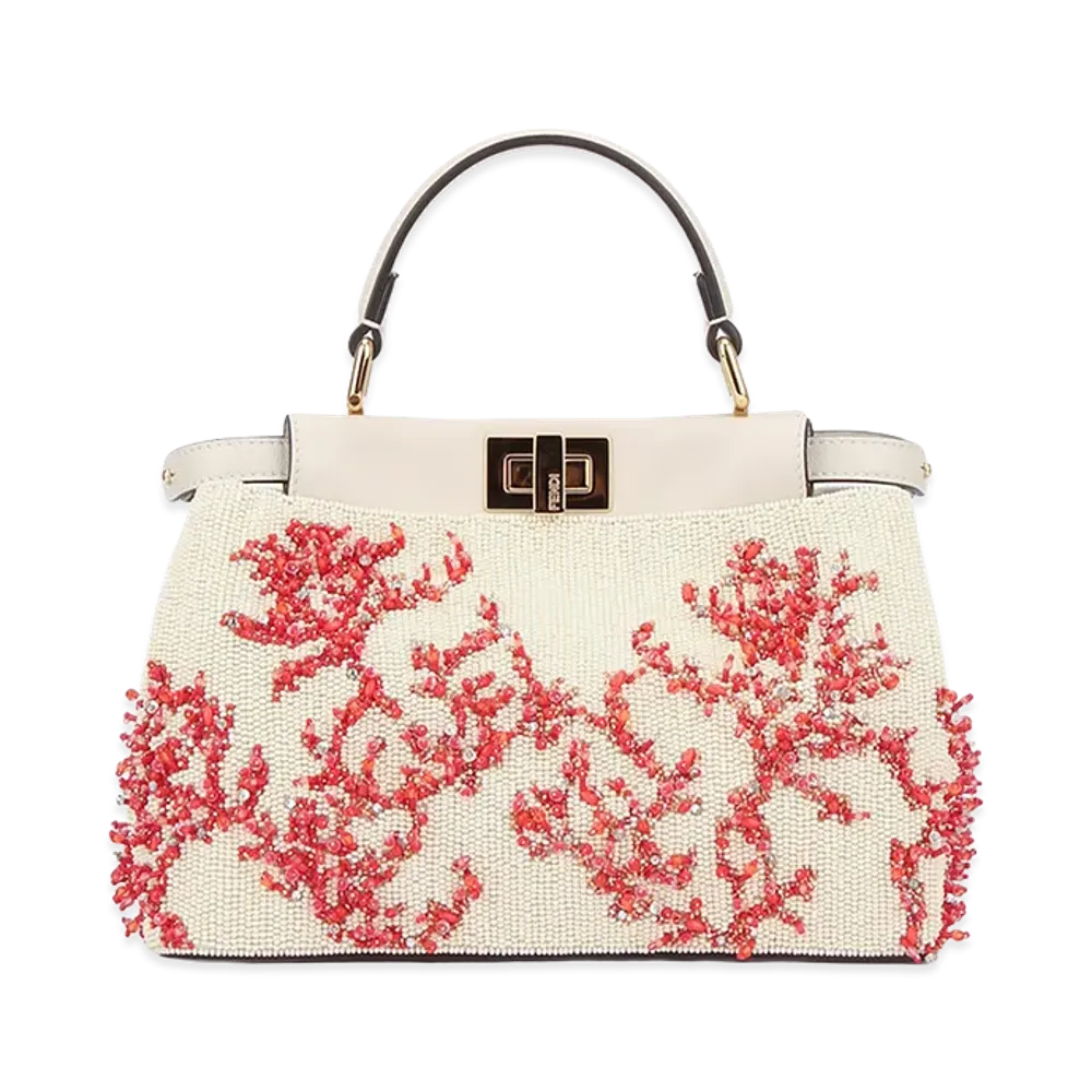 FENDI Women's Top Handle Peekaboo Mini Ricamo Coralli Handbag "Multicolor"