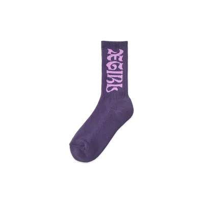 X-Girl Women's Wide Gothic Logo Jacquard Socks "Purple"