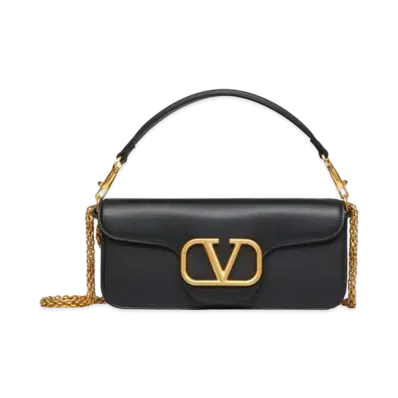 Valentino Roco Calfskin Shoulder Bag "Black"