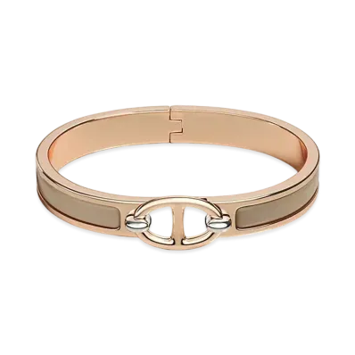 Hermes Mini Clic Chaine D'ancre Bracelet "Marron Glace/Pink Gold"