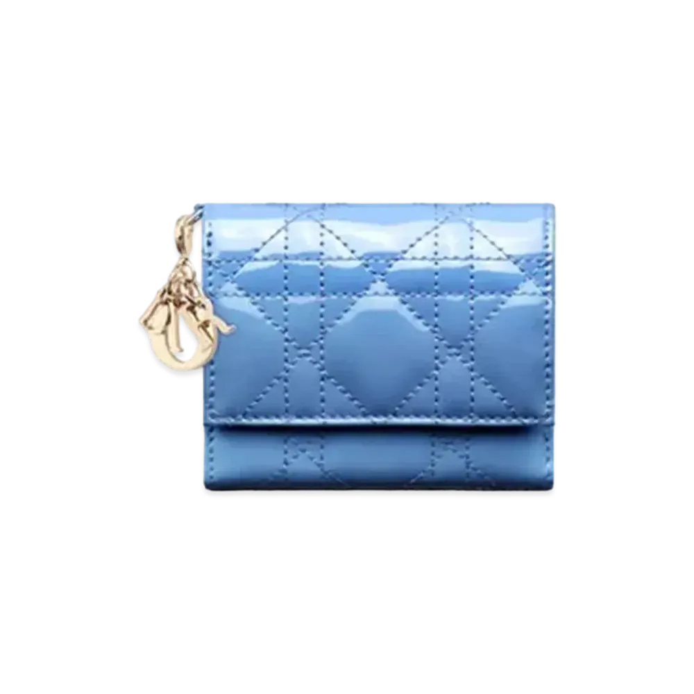 Dior Lady Dior Lotus Wallet Cornflower Blue Patent Cannage Calfskin "Cornflower Blue"