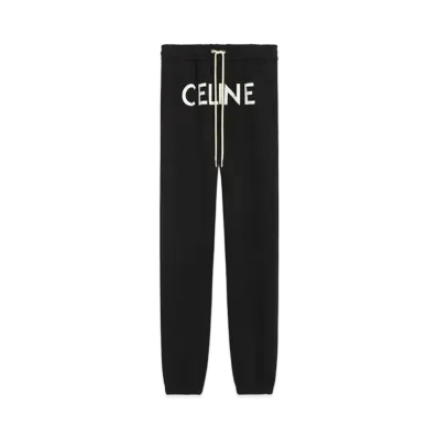 CELINE Track Pants In Cotton Fleece "Black/White"