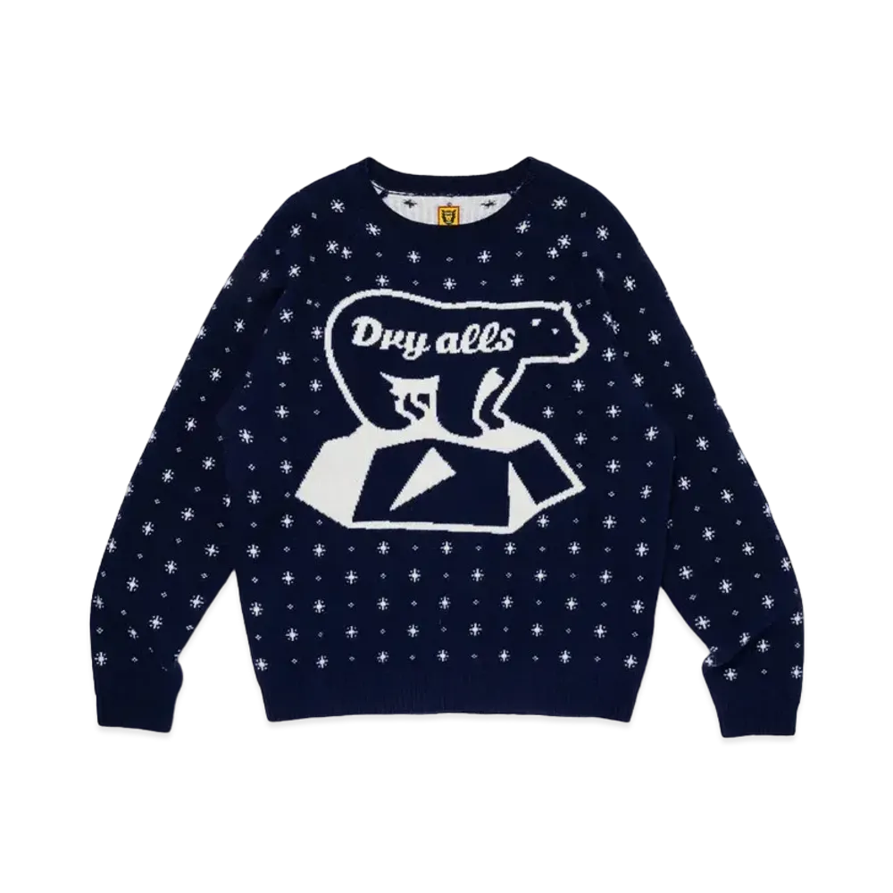 HUMAN MADE Polar Bear Jacqurd Knit Sweater "Navy"