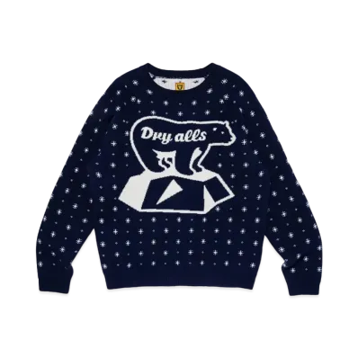 HUMAN MADE Polar Bear Jacqurd Knit Sweater "Navy"
