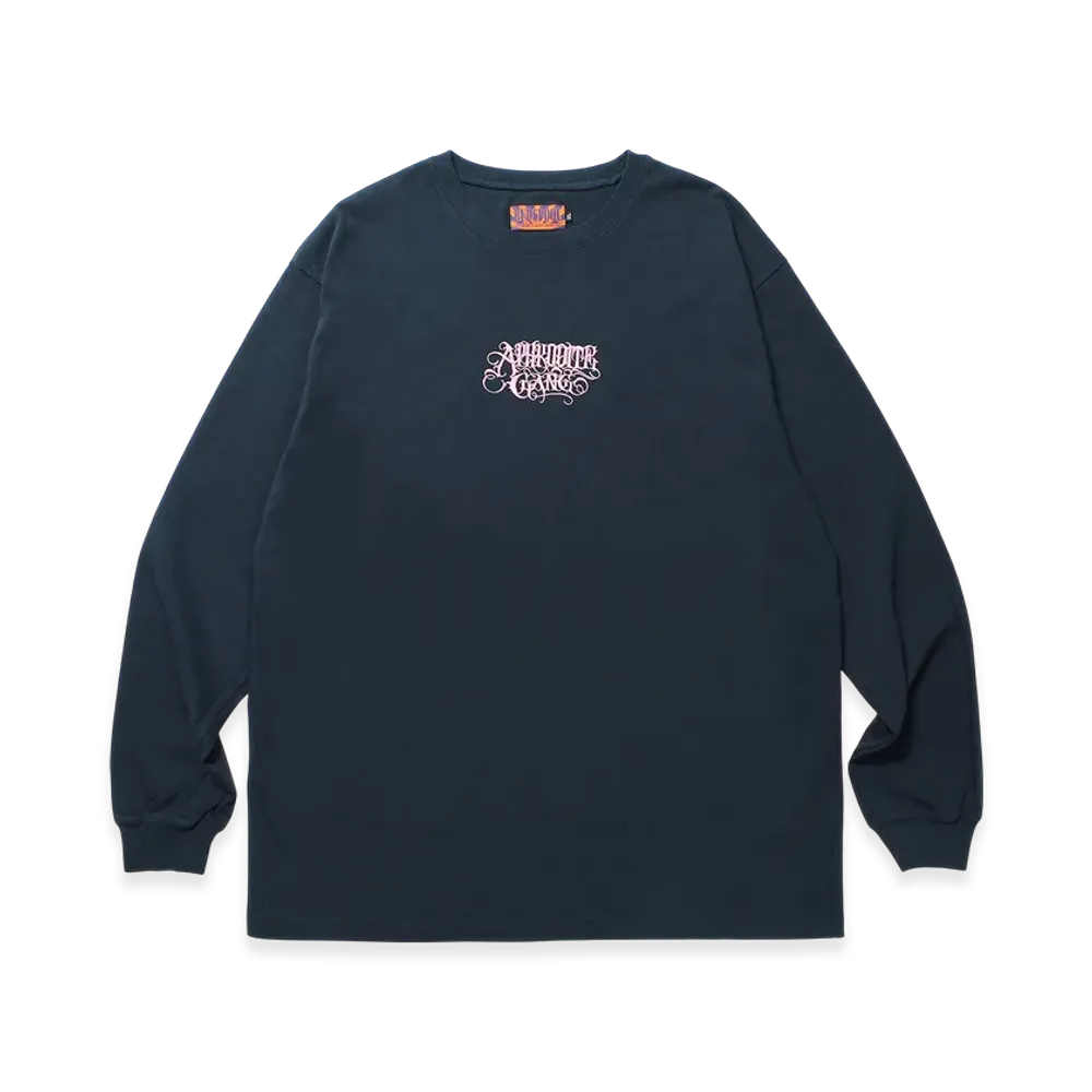 APHRODITEGANG Classic Logo Embroidery L/S Tee "Navy/Pink"