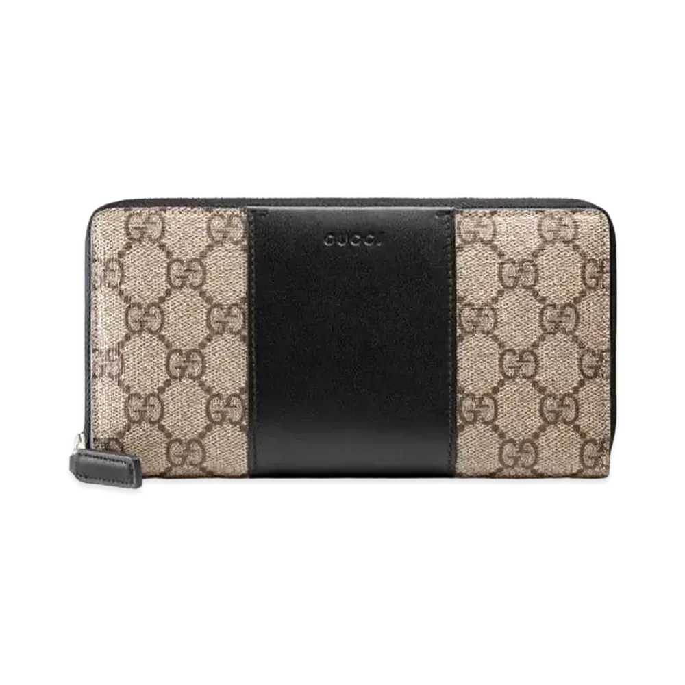 GUCCI GG Supreme Zip Round Wallet "Beige/Black"