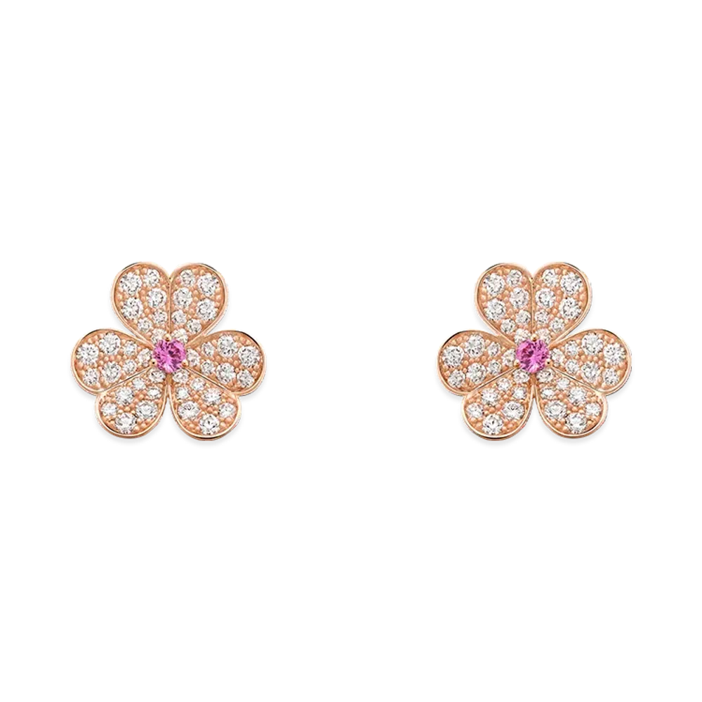 Van Cleef & Arpels Frivole earrings small model "18K Rose gold/Sapphire/Diamond"