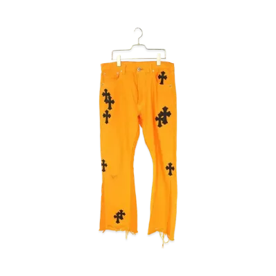 Chrome Hearts x Off-White x Gallery Department Cross Patch Denim Pants "Orange/Black"