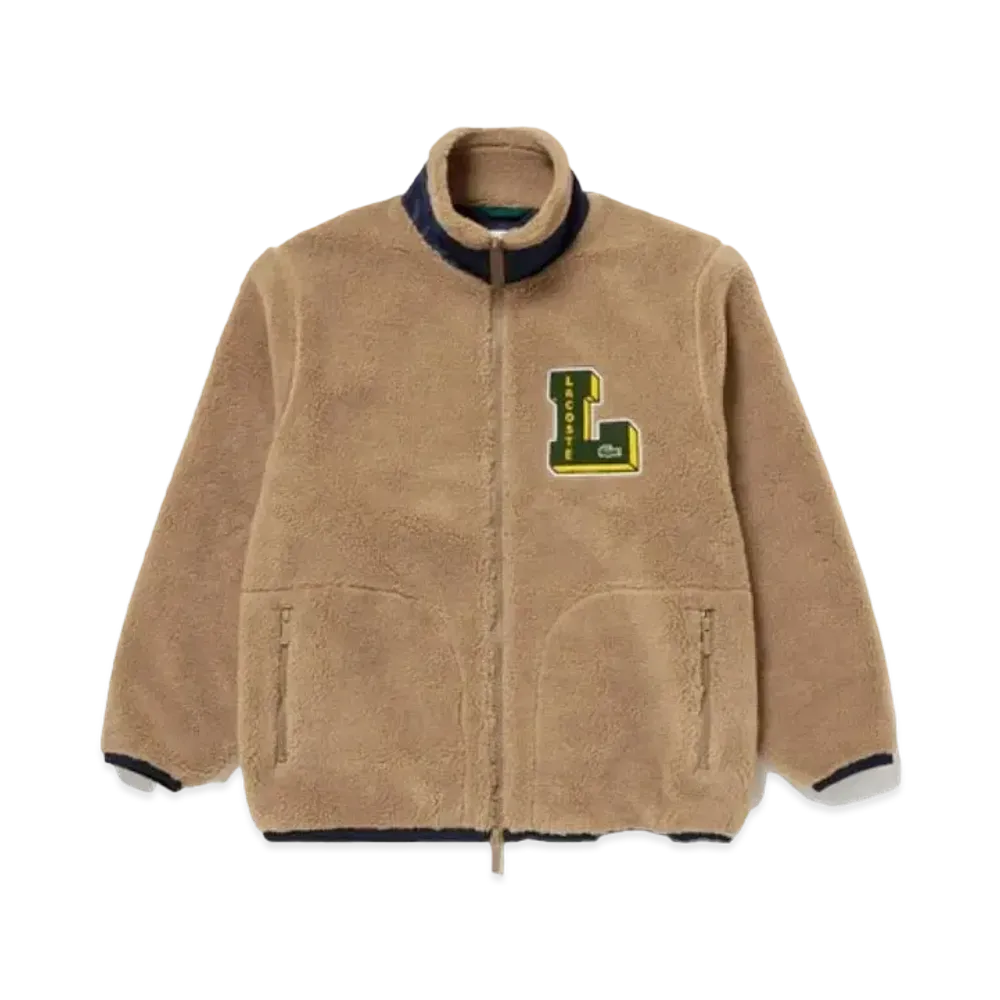LACOSTE L Patch Sherpa Fleece Jacket "Brown"