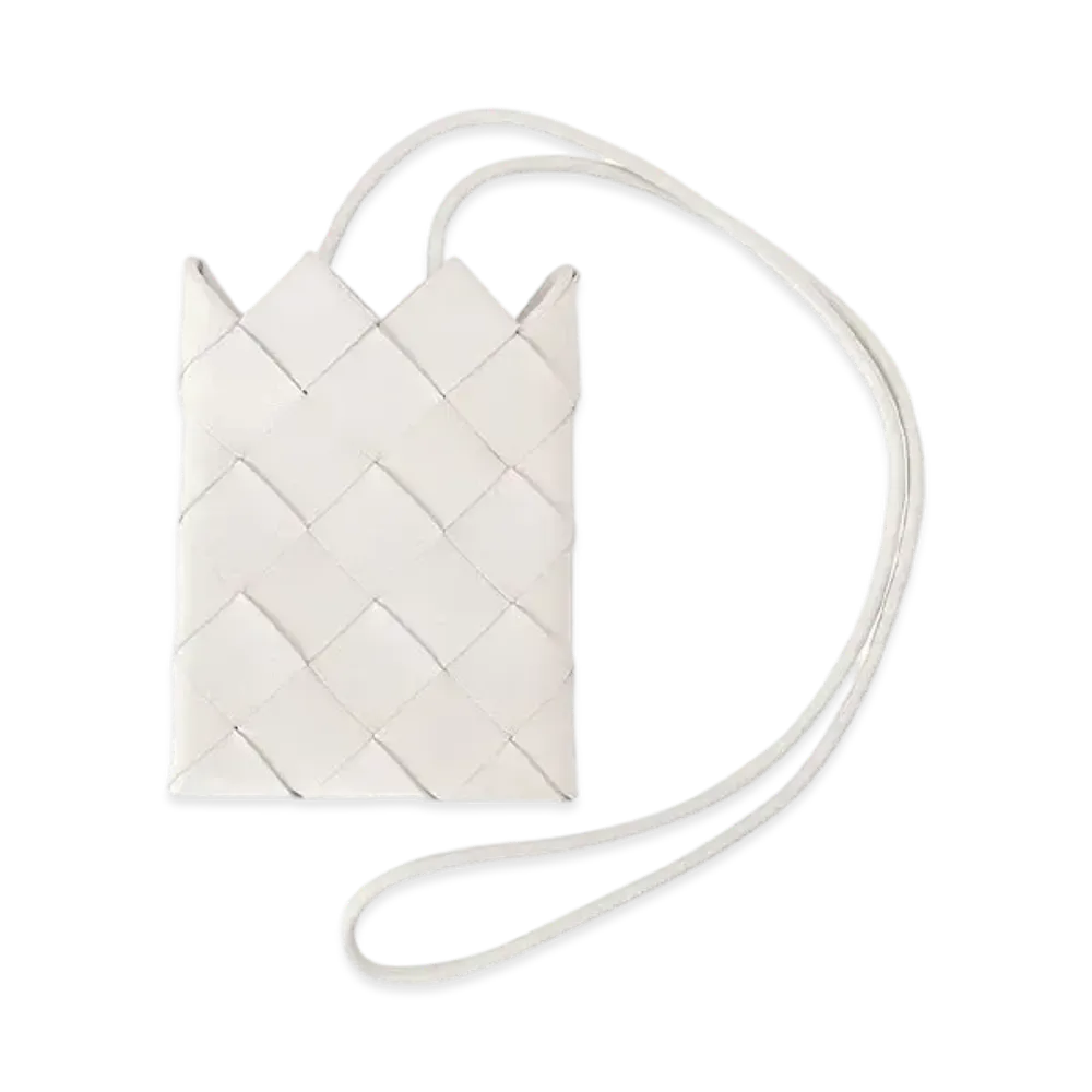 Bottega Veneta Intrecciato Mini Pouch Shoulder Bag "White"