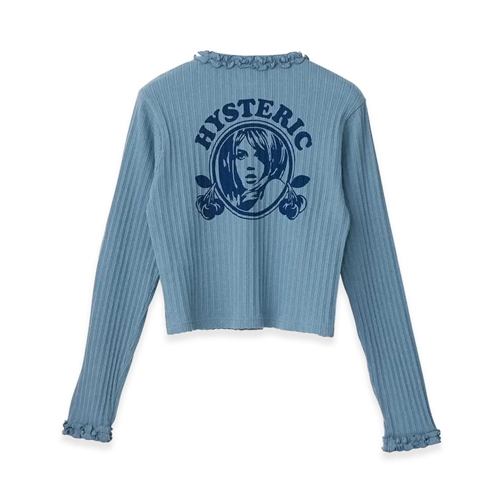 HYSTERIC GLAMOUR Women's CHERRY ADDICTION Cardigan "Blue"