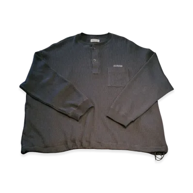 ALOUND Drawstring Waffle Henley "Charcoal"