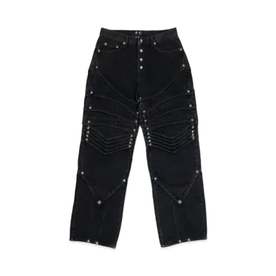 THUG CLUB Full Stud Knight Denim Pants "Black"
