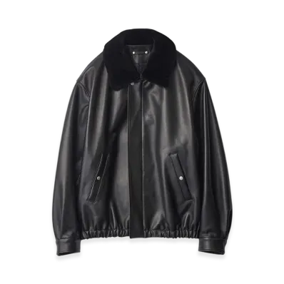 ssstein Mouton Collar Sheep Leather Zip Jacket "Black"