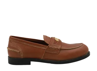 MIU MIU Women's Leather Loafers "Brown"