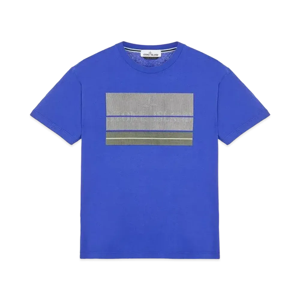Stone Island 2NS90 COTTON JERSEY, 'LENTICULAR THREE' PRINT_SLIM FIT "Periwinkle"