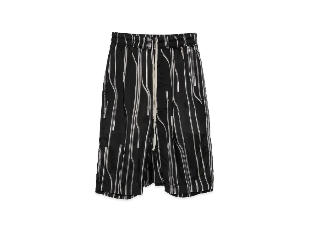 Rick Owens Rick's Pods Stripe-Pattern Drawstring Shorts "Black"